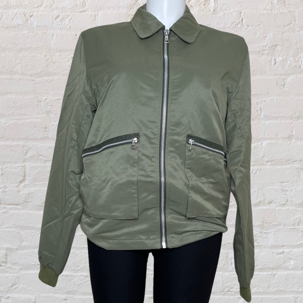 Asos Design oversized bomber jacket green large